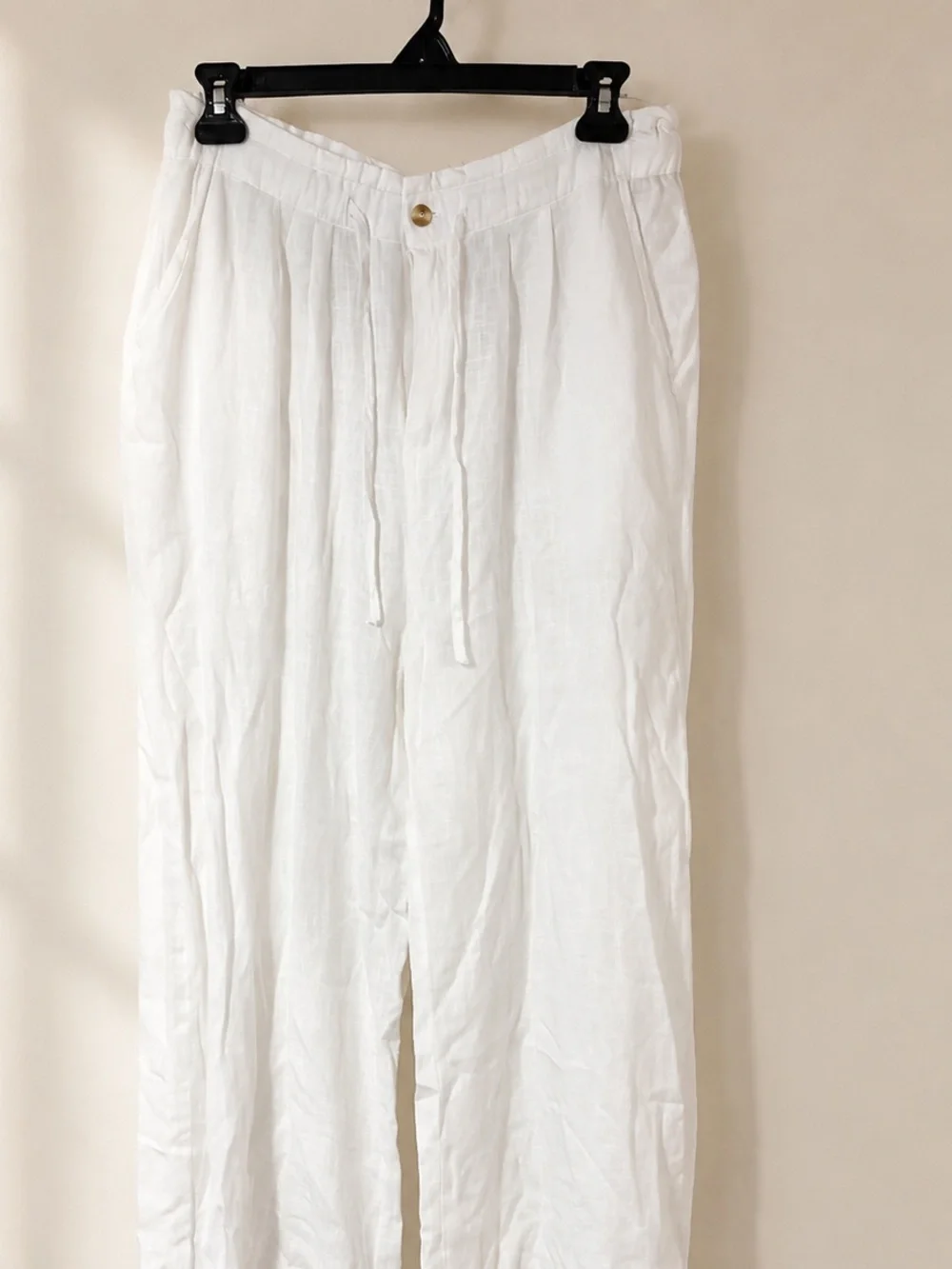 Men's White Linen Drawstring Pants